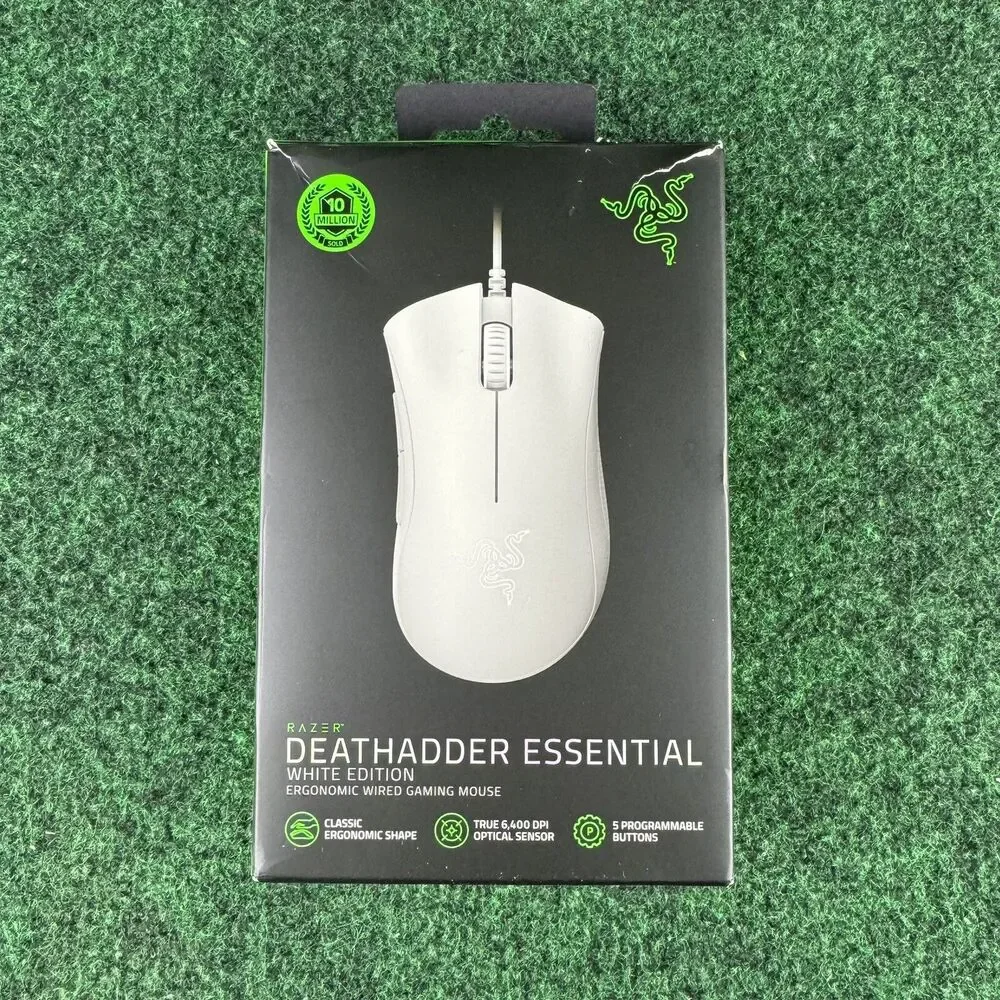 DeathAdder Essential Gaming Mouse: 6400 DPI Optical Sensor -Mercury White